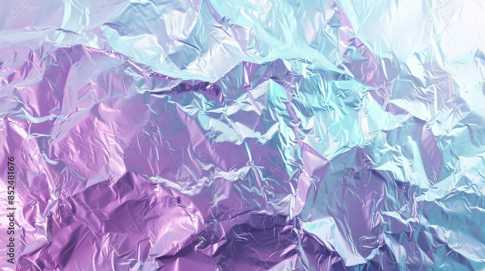 Obraz premium Abstract trendy holographic background. Real texture in pale violet, pink and mint colors with scratches and irregularities.view realistic daylight