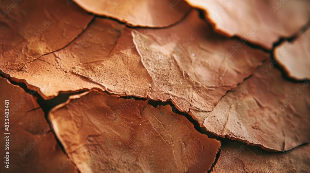 Photograph of a close-up shot of a terracotta-colored pottery shard, highlighting its rustic texture and earthy tones reminiscent of ancient civilizations Photograph of a close-up shot of a terracotta-colored pottery shard, highlighting its rustic texture and earthy tones reminiscent of ancient civilizations