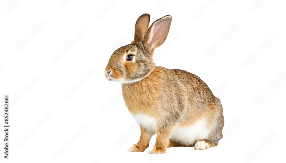 Obraz premium Adorable Bunny Portrait on White Background