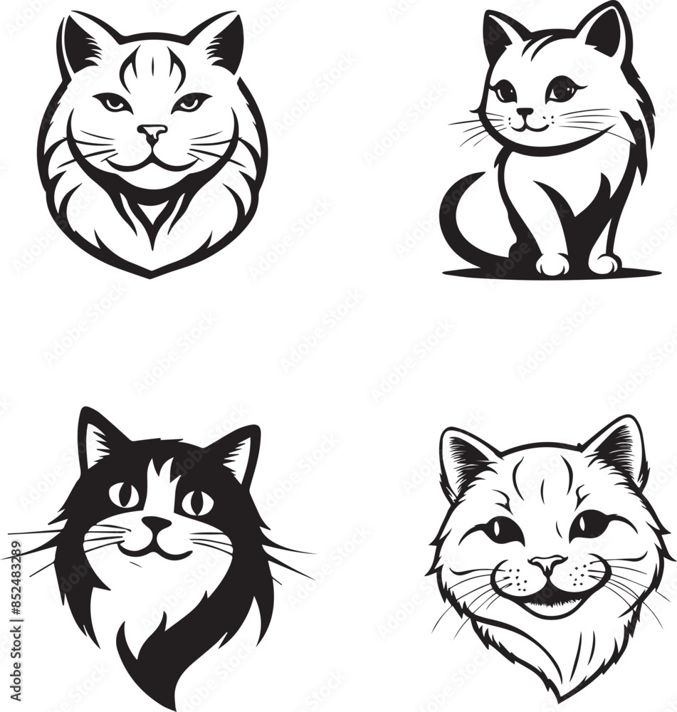 happy cat silleute vector happy cat silleute vector