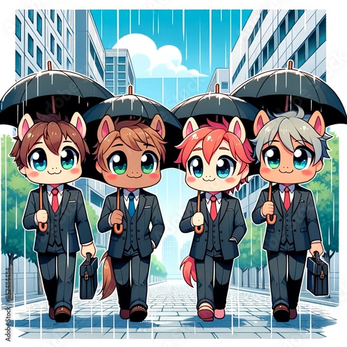 Business horse on a Rainy Day