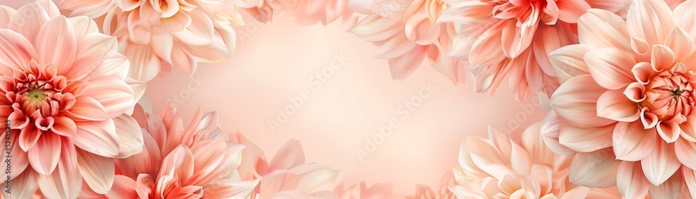 Soft pink and peach flower petals form a delicate frame around a blurry, light background. Soft pink and peach flower petals form a delicate frame around a blurry, light background.