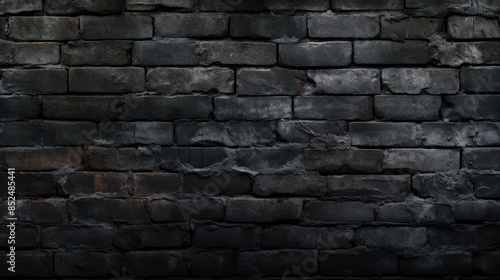 Photograph of a weathered black brick wall with subtle cracks and imperfections, set against a dark background in 16:9 aspect ratio