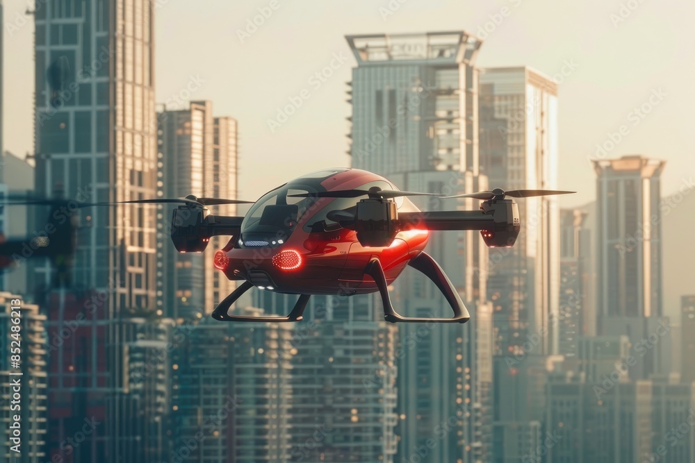 'electric evtol take land vertical aircraft landing city futuristic drone taxi flying transportation car innovation helicopter environmental conservation new copy space design modern' 'electric evtol take land vertical aircraft landing city futuristic drone taxi flying transportation car innovation helicopter environmental conservation new copy space design modern'