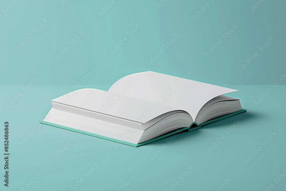 Crisp white book mockup suspended on a clean background, suitable for website showcases Crisp white book mockup suspended on a clean background, suitable for website showcases