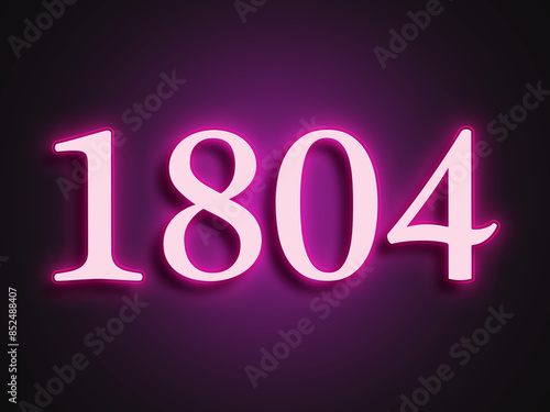 Pink glowing Neon light text effect of number 1804.