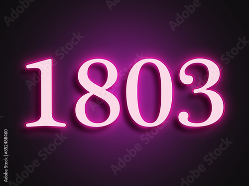 Pink glowing Neon light text effect of number 1803.