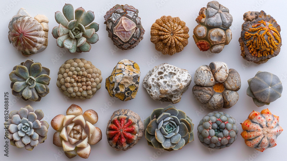 Various species of the genus lithops. Various species of the genus lithops.