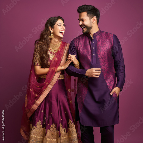 young indian couple in traditional wear