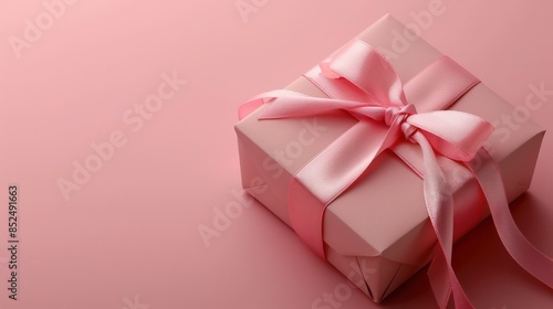 3D pink gift box element set isolated on light beige background