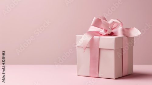3D pink gift box element set isolated on light beige background