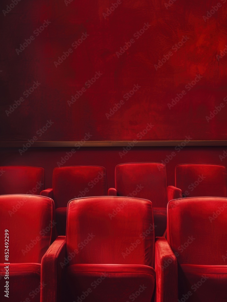 Fototapeta premium Red Velvet Theater Seats with a rich texture and classic design, creating an opulent atmosphere.