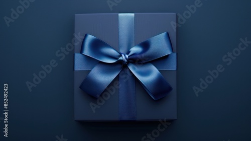 Open gift box on dark background, top view