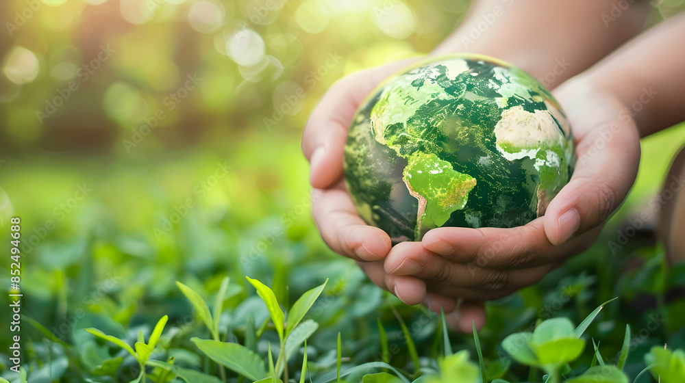 Hands Holding Green Earth Globe Illustration Hands Holding Green Earth Globe Illustration