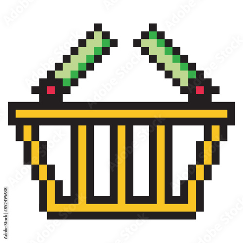 Shopping basket in pixel art style