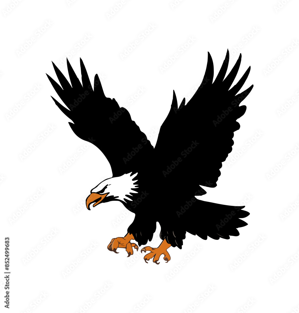Obraz premium Eagle Silhouette Vector Illustration White Background