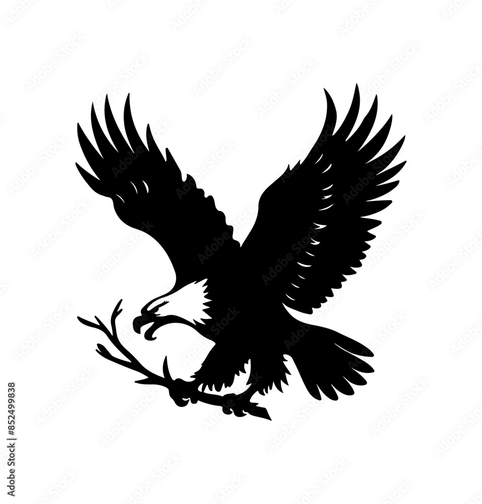 Obraz premium Eagle Silhouette Vector Illustration White Background