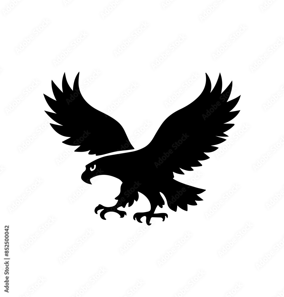 Obraz premium Eagle Silhouette Vector Illustration White Background