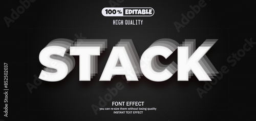 Stack text effect. Editable text effect.