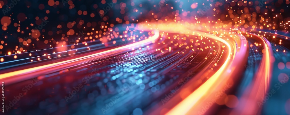 3d render, abstract futuristic speed light trails
