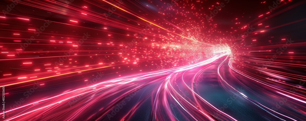 Obraz premium 3d render, abstract red speed light trails.,