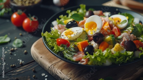 Salad Mix with Meat, Vegetables, and Bread