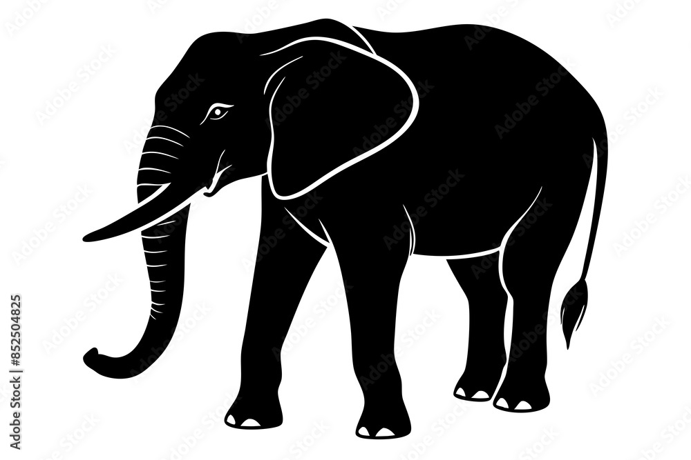 Obraz premium Elephant silhouette Vector illustration