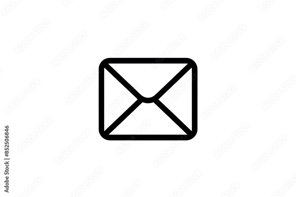 Minimalist black and white envelope icon representing email and communication in a simple and modern design. Minimalist black and white envelope icon representing email and communication in a simple and modern design.