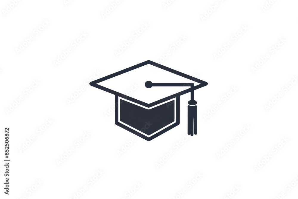 Minimalist black graduation cap icon representing education, achievement, and scholarly success in a clean, simple design. Minimalist black graduation cap icon representing education, achievement, and scholarly success in a clean, simple design.