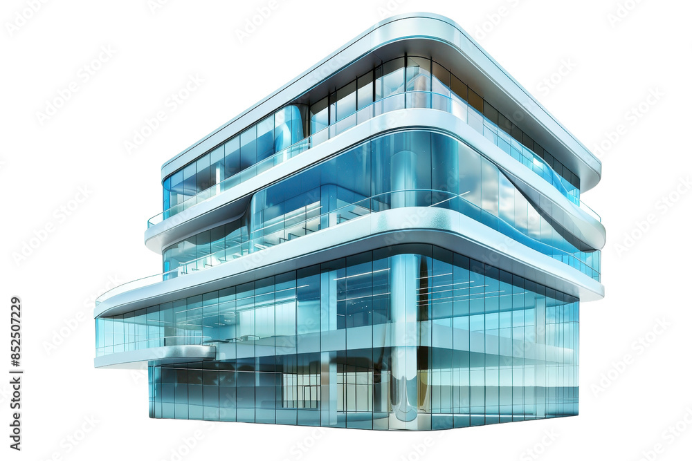 Modern glass office building with futuristic architectural design ...