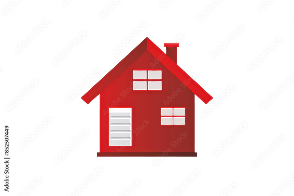 Simple illustration of a red house with white windows and a garage door, suitable for home, real estate, or construction themes. Simple illustration of a red house with white windows and a garage door, suitable for home, real estate, or construction themes.