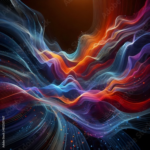 Wallpaper Mural Image of flowing waves of information in shades of red, blue, orange, and purple.
 Torontodigital.ca
