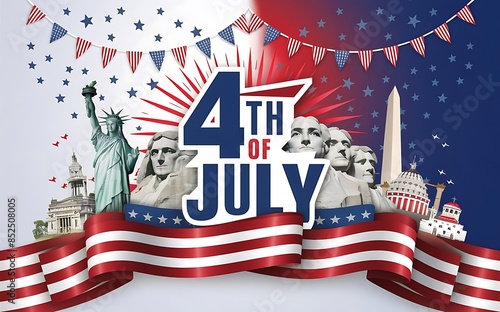 Independence Day Invitation, Banner Design and Fireworks Celebrations