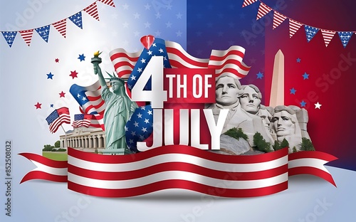 Independence Day Invitation, Banner Design and Fireworks Celebrations