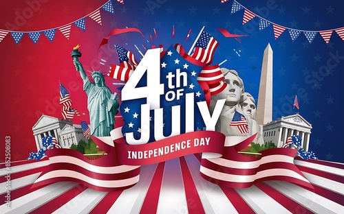 Independence Day Invitation, Banner Design and Fireworks Celebrations