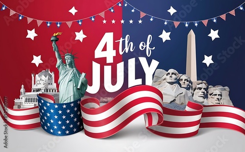 Independence Day Invitation, Banner Design and Fireworks Celebrations