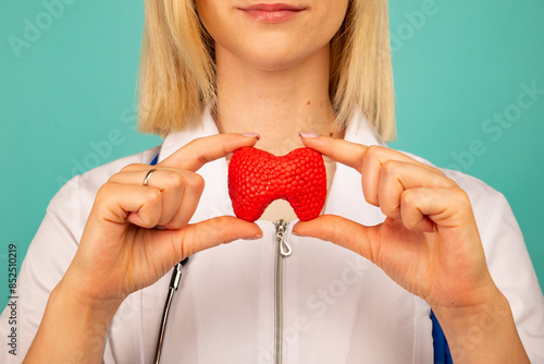Fotografie Female doctor holding anatomical model thyroid gland