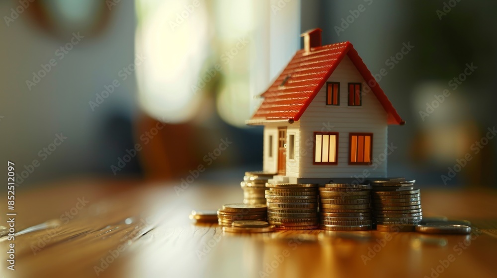 Investing in Homeownership - Miniature House on Coin Stack Symbolizing Real Estate Investment, Financial Growth, and Wealth Building Investing in Homeownership - Miniature House on Coin Stack Symbolizing Real Estate Investment, Financial Growth, and Wealth Building