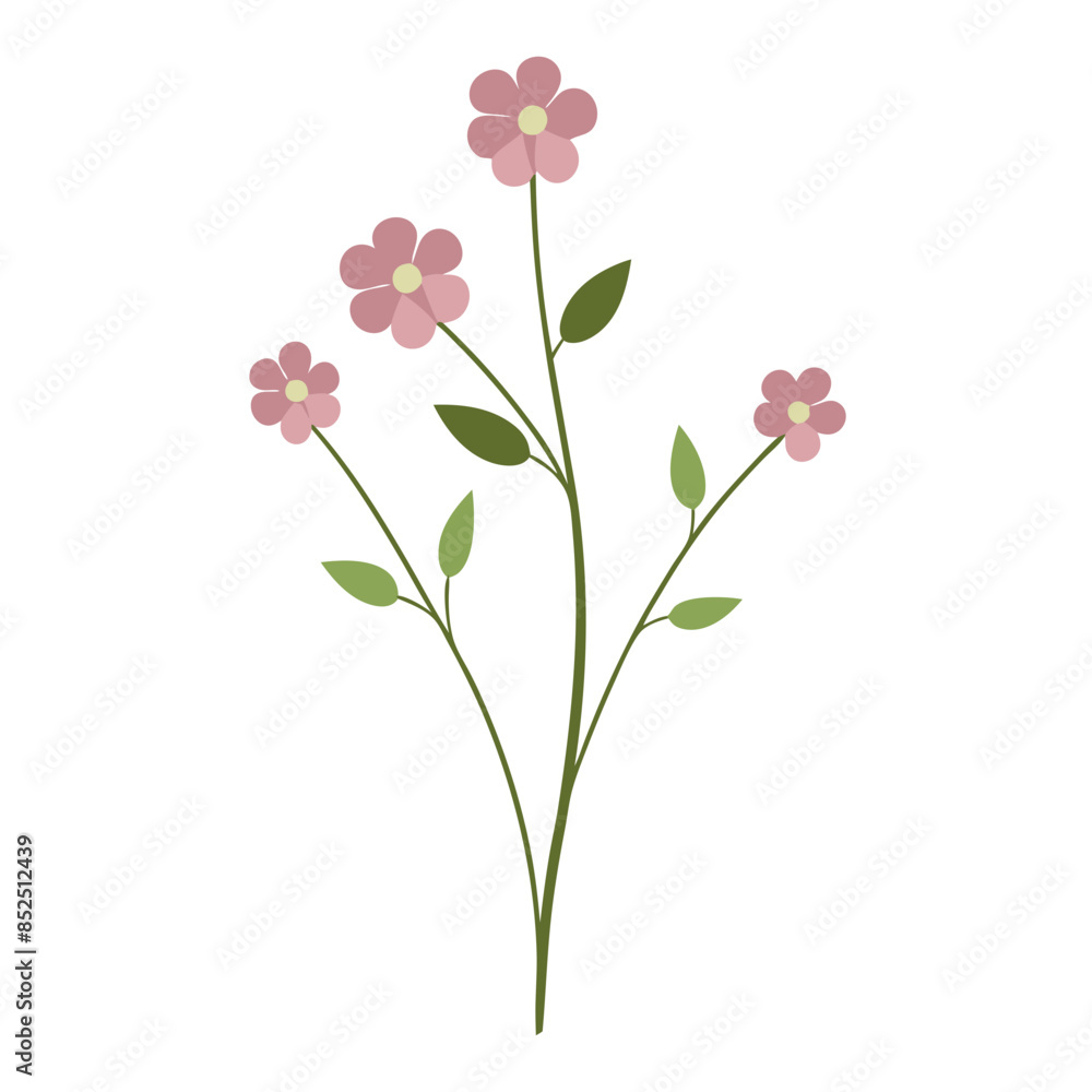 Vector of small wildflowers, frills, and small leaves Vector of small wildflowers, frills, and small leaves