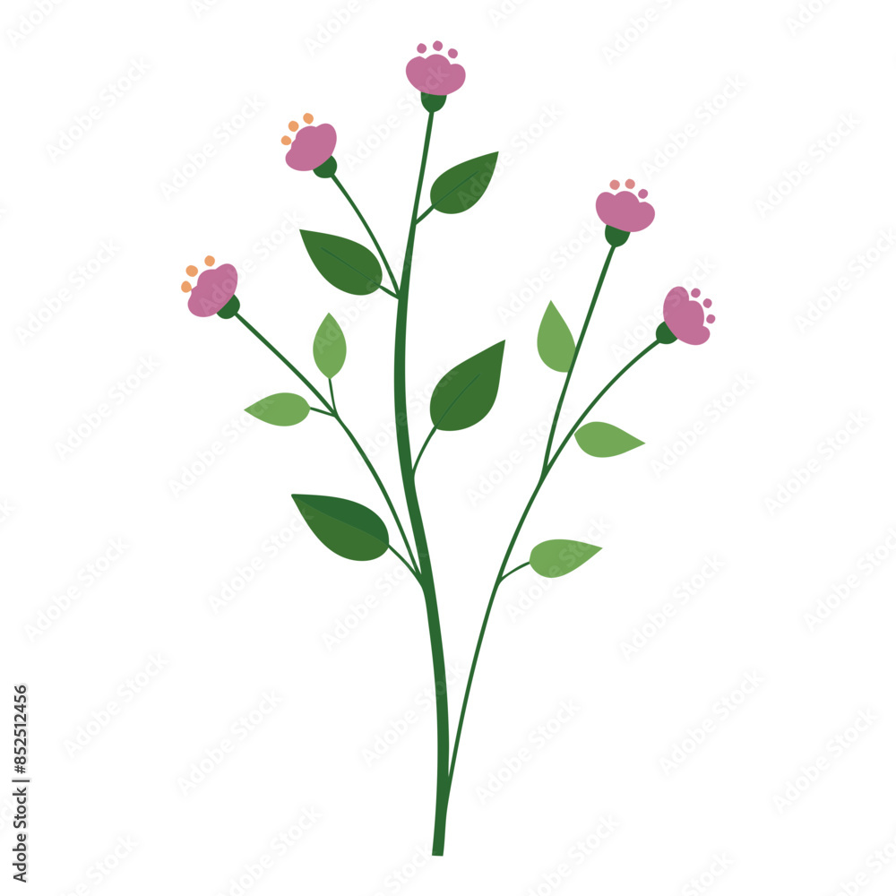 Vector of small wildflowers, frills, and small leaves Vector of small wildflowers, frills, and small leaves