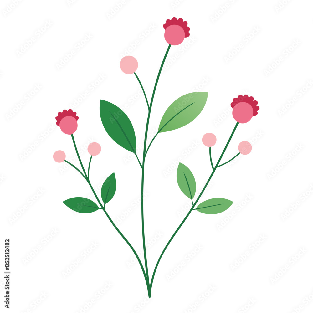 Vector of small wildflowers, frills, and small leaves Vector of small wildflowers, frills, and small leaves