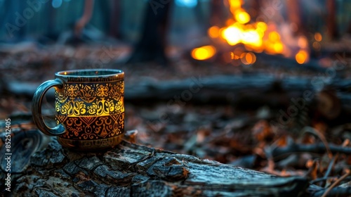 Coffee Cup on Rock by Fire