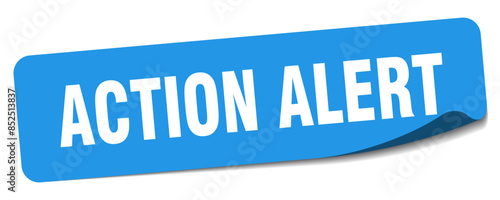 action alert sticker. action alert label