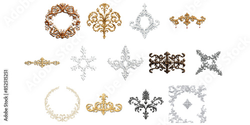 Elegant Decorative Elements with Ornate Patterns for Timeless Beauty. PNG collection of detailed and refined ornamental designs.