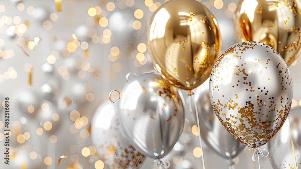 Luxurious 3D Model of Golden and Silver Balloon with Glitter: A Stunning and High-Quality Render for Elegant Celebrations Luxurious 3D Model of Golden and Silver Balloon with Glitter: A Stunning and High-Quality Render for Elegant Celebrations