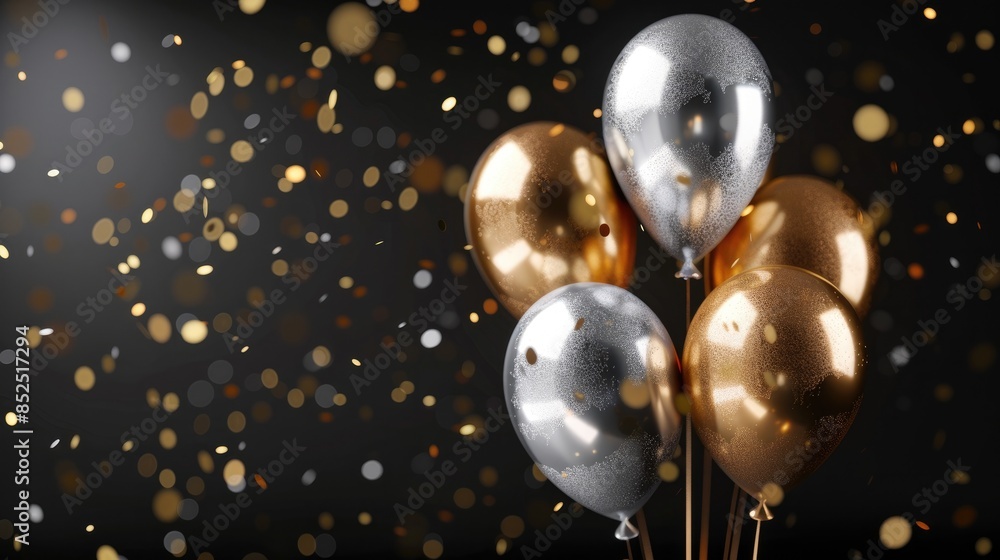 Luxurious 3D Model of Golden and Silver Balloon with Glitter: A Stunning and High-Quality Render for Elegant Celebrations Luxurious 3D Model of Golden and Silver Balloon with Glitter: A Stunning and High-Quality Render for Elegant Celebrations