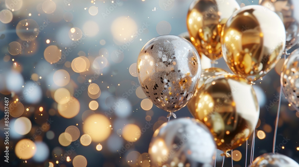 Luxurious 3D Model of Golden and Silver Balloon with Glitter: A Stunning and High-Quality Render for Elegant Celebrations Luxurious 3D Model of Golden and Silver Balloon with Glitter: A Stunning and High-Quality Render for Elegant Celebrations