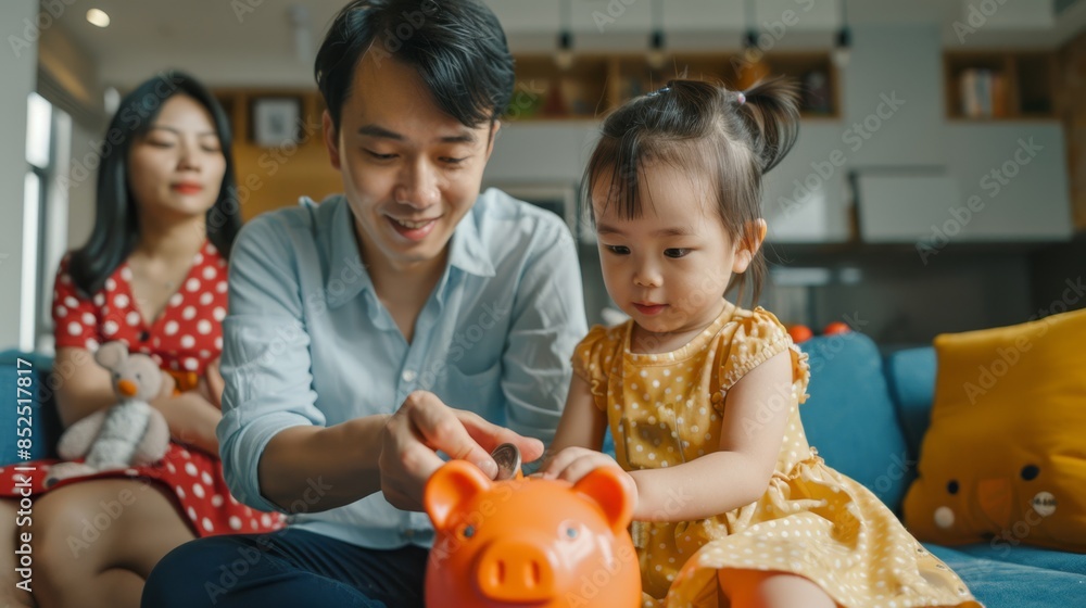 Fototapeta premium The child with piggybank