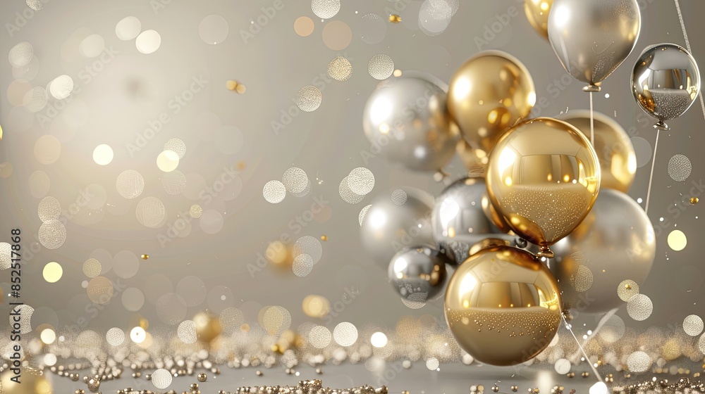 Luxurious 3D Model of Golden and Silver Balloon with Glitter: A Stunning and High-Quality Render for Elegant Celebrations Luxurious 3D Model of Golden and Silver Balloon with Glitter: A Stunning and High-Quality Render for Elegant Celebrations