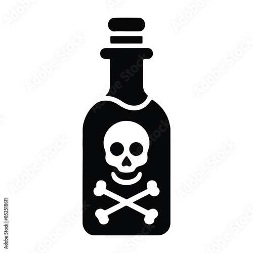 toxic poison bottle with death sign skull and bones,